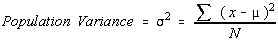 sigma^2 = sum ( x - mu )^2 / N