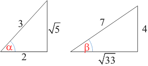 Triangles with cos a = 2/3 and sin b = 4/7